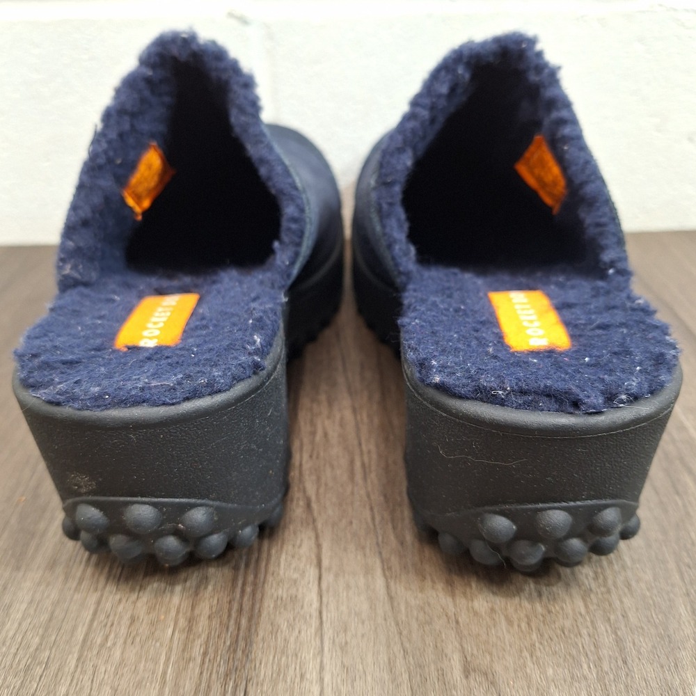 Rocket Dog Women's Size 7 Navy Blue Suede Platform Mules Faux Fur Lined Clogs - Picture 2 of 6
